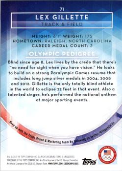 2016 Topps U.S. Olympic & Paralympic Team Hopefuls - Bronze #71 Lex Gillette Back