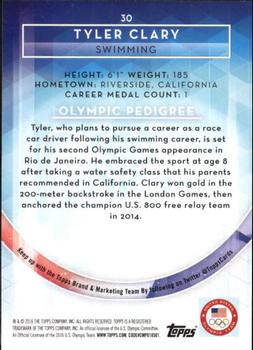 2016 Topps U.S. Olympic & Paralympic Team Hopefuls - Gold #30 Tyler Clary Back