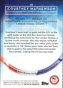 2016 Topps U.S. Olympic & Paralympic Team Hopefuls - Gold #45 Courtney Mathewson Back