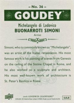 2016 Upper Deck Goodwin Champions - Goudey #36 Michelangelo di Lodovico Buonarroti Simoni Back