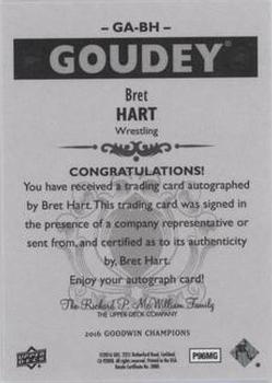 2016 Upper Deck Goodwin Champions - Goudey Autographs #GA-BH Bret Hart Back