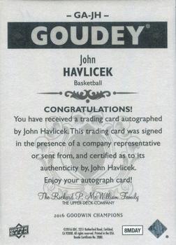 2016 Upper Deck Goodwin Champions - Goudey Autographs #GA-JH John Havlicek Back