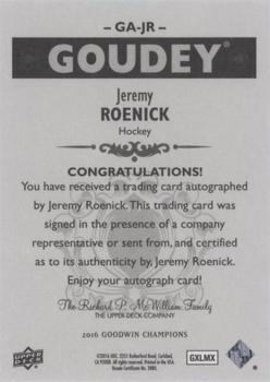 2016 Upper Deck Goodwin Champions - Goudey Autographs #GA-JR Jeremy Roenick Back