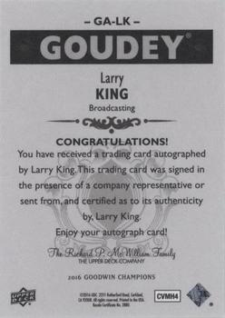 2016 Upper Deck Goodwin Champions - Goudey Autographs #GA-LK Larry King Back