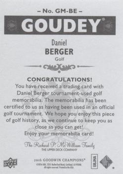 2016 Upper Deck Goodwin Champions - Goudey Memorabilia #GM-BE Daniel Berger Back