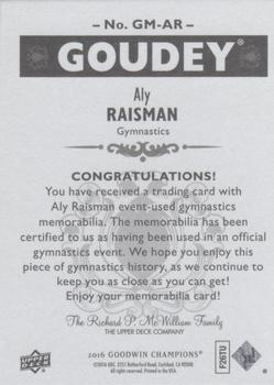 2016 Upper Deck Goodwin Champions - Goudey Memorabilia Premium Series #GM-AR Aly Raisman Back
