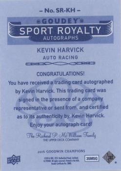 2016 Upper Deck Goodwin Champions - Goudey Sport Royalty Autographs #SR-KH Kevin Harvick Back