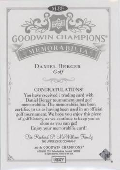 2016 Upper Deck Goodwin Champions - Memorabilia #M-BE Daniel Berger Back