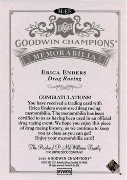 2016 Upper Deck Goodwin Champions - Memorabilia #M-EE Erica Enders Back