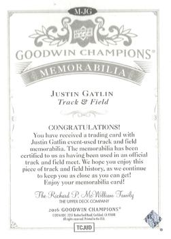2016 Upper Deck Goodwin Champions - Memorabilia #M-JG Justin Gatlin Back