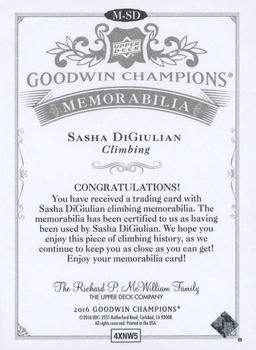 2016 Upper Deck Goodwin Champions - Memorabilia #M-SD Sasha Digiulian Back