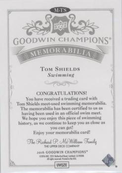 2016 Upper Deck Goodwin Champions - Memorabilia #M-TS Tom Shields Back