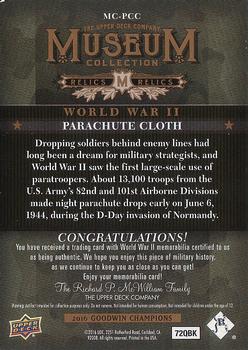 2016 Upper Deck Goodwin Champions - Museum Collection World War II Relics #MC-PCC Parachute Cloth Back