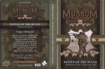 2016 Upper Deck Goodwin Champions - Museum Collection World War II Booklet Relics Exchange #MCWWII-BU Battle of the Bulge Back