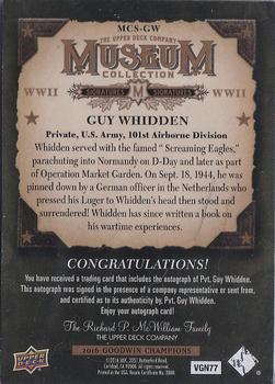 2016 Upper Deck Goodwin Champions - Museum Collection World War II Signatures #MCS-GW Guy Whidden Back