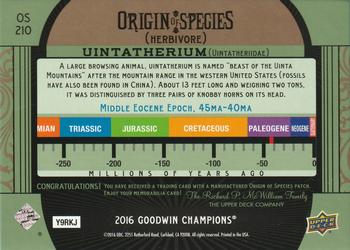 2016 Upper Deck Goodwin Champions - Origin of Species Manufactured Patches #OS210 Uintatherium Back