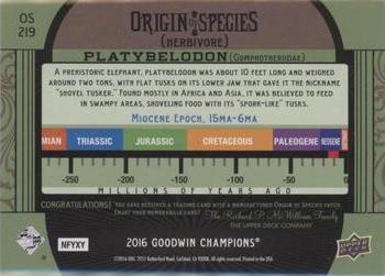 2016 Upper Deck Goodwin Champions - Origin of Species Manufactured Patches #OS219 Platybelodon Back