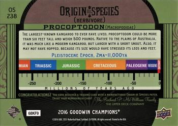 2016 Upper Deck Goodwin Champions - Origin of Species Manufactured Patches #OS238 Procoptodon Back