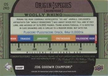 2016 Upper Deck Goodwin Champions - Origin of Species Manufactured Patches #OS240 Woolly Rhino Back