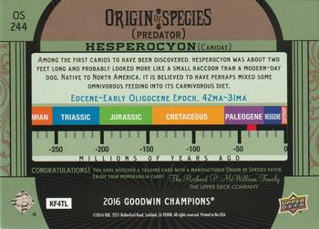 2016 Upper Deck Goodwin Champions - Origin of Species Manufactured Patches #OS244 Hesperocyon Back