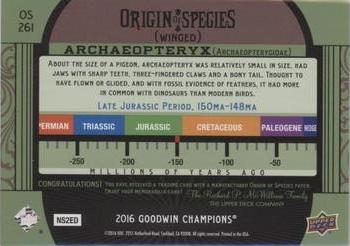 2016 Upper Deck Goodwin Champions - Origin of Species Manufactured Patches #OS261 Archaeopteryx Back