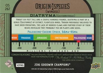 2016 Upper Deck Goodwin Champions - Origin of Species Manufactured Patches #OS267 Diatryma Back