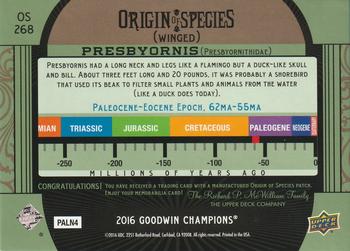 2016 Upper Deck Goodwin Champions - Origin of Species Manufactured Patches #OS268 Presbyornis Back