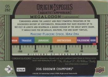 2016 Upper Deck Goodwin Champions - Origin of Species Manufactured Patches #OS282 Megalodon Back