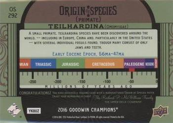 2016 Upper Deck Goodwin Champions - Origin of Species Manufactured Patches #OS292 Teilhardina Back