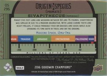 2016 Upper Deck Goodwin Champions - Origin of Species Manufactured Patches #OS295 Sivapithecus Back