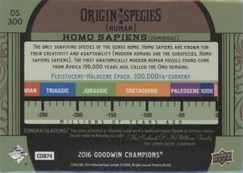 2016 Upper Deck Goodwin Champions - Origin of Species Manufactured Patches #OS300 Homo Sapien Back