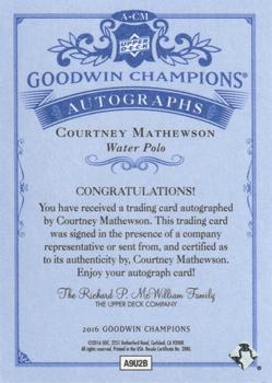 2016 Upper Deck Goodwin Champions - Autographs #A-CM Courtney Mathewson Back