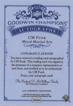2016 Upper Deck Goodwin Champions - Autographs #A-CP CM Punk Back