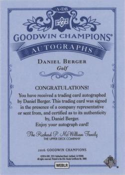 2016 Upper Deck Goodwin Champions - Autographs #A-DB Daniel Berger Back