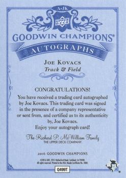 2016 Upper Deck Goodwin Champions - Autographs #A-JK Joe Kovacs Back