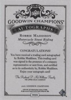 2016 Upper Deck Goodwin Champions - Black and White Autographs #BA-RM Robbie Maddison Back