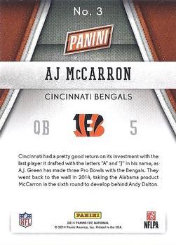 2014 Panini The National Convention - Rookies #3 A.J. McCarron Back