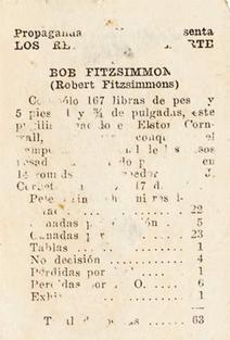 1946-47 Propagandas Montiel Los Reyes del Deporte (Cuba) #3 Robert Fitzsimmons Back