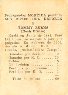 1946-47 Propagandas Montiel Los Reyes del Deporte (Cuba) #5 Tommy Burns Back