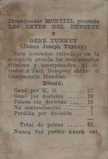 1946-47 Propagandas Montiel Los Reyes del Deporte (Cuba) #9 Gene Tunney Back