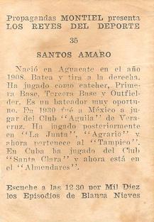 1946-47 Propagandas Montiel Los Reyes del Deporte (Cuba) #35 Santos Amaro Back
