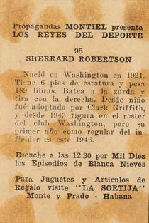 1946-47 Propagandas Montiel Los Reyes del Deporte (Cuba) #95 Sherrard Robertson Back