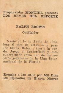 1946-47 Propagandas Montiel Los Reyes del Deporte (Cuba) #147 Ralph Brown Back