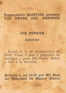 1946-47 Propagandas Montiel Los Reyes del Deporte (Cuba) #170 Joe Bodner Back