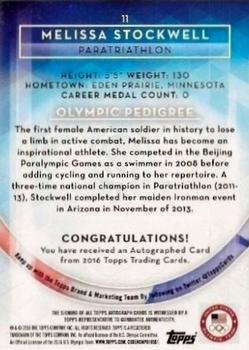 2016 Topps U.S. Olympic & Paralympic Team Hopefuls - Autographs #11 Melissa Stockwell Back