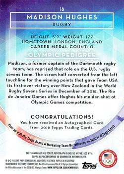 2016 Topps U.S. Olympic & Paralympic Team Hopefuls - Autographs Silver #18 Madison Hughes Back
