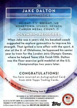 2016 Topps U.S. Olympic & Paralympic Team Hopefuls - Autographs Silver #25 Jake Dalton Back
