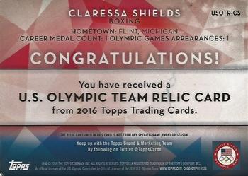 2016 Topps U.S. Olympic & Paralympic Team Hopefuls - Relics #USOTR-CS Claressa Shields Back