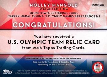 2016 Topps U.S. Olympic & Paralympic Team Hopefuls - Relics #USOTR-HMA Holley Mangold Back