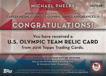 2016 Topps U.S. Olympic & Paralympic Team Hopefuls - Relics #USOTR-MP Michael Phelps Back